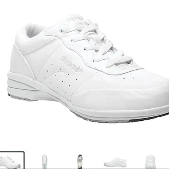 Propet white leather walking shoes sneakers with slip resistance 9 1/2 - Picture 1 of 7